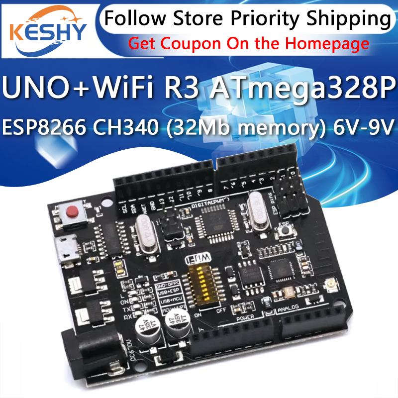 Smart Home Arduino Uno - UNO+WiFi R3 ATmega328P+ESP8266 CH340 (32Mb memory)